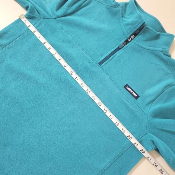 Lands' End Men's Teal Fleece Quarter Zip Pullover Sweatshirt Jacket - Picture 4 of 15